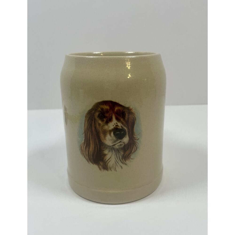 Vintage ceramic beer stein With spaniel Dog